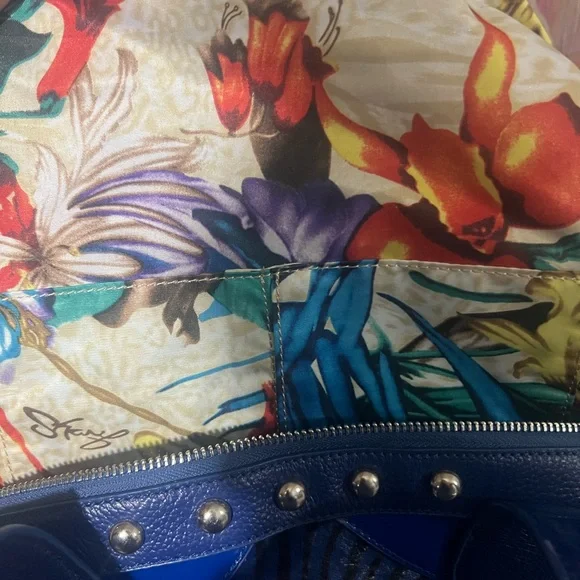 Sharif Blue Leather Shoulder Bag - Picture 5 of 8